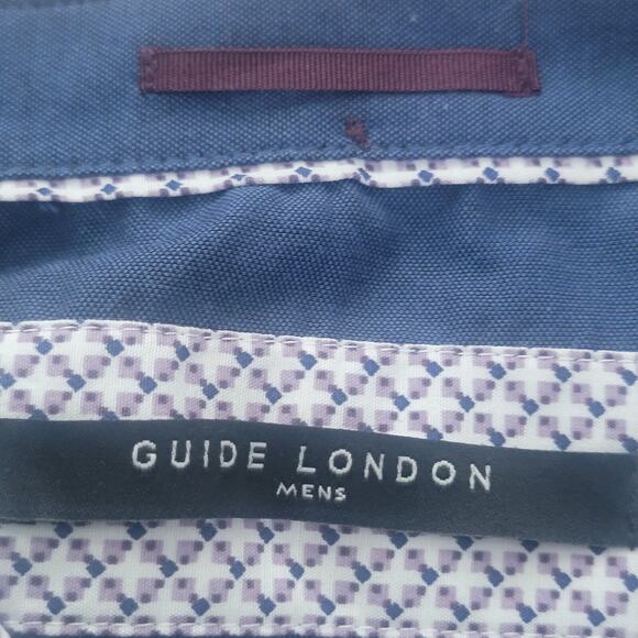 NWT Guide London Mens XL Polo Shirt Purple Contrast Collar Cotton - Picture 8 of 12